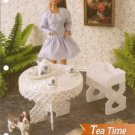 Annies Attic Tea Time Barbie Doll SizeTable Chairs Plastic Canvas Pattern