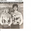 Mary Maxim 8458-59 Landscape Graph Style Pullover  Knitting Pattern