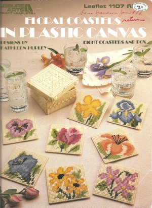 Plastic Canvas-Flower Coaster set Plastic-Canvas-Kits.Com