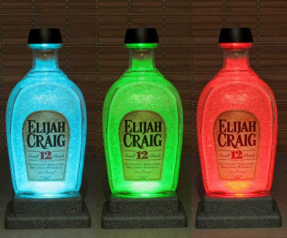 Elijah Craig Bourbon Whiskey Remote Control Color Change Bottle Lamp Bar Light