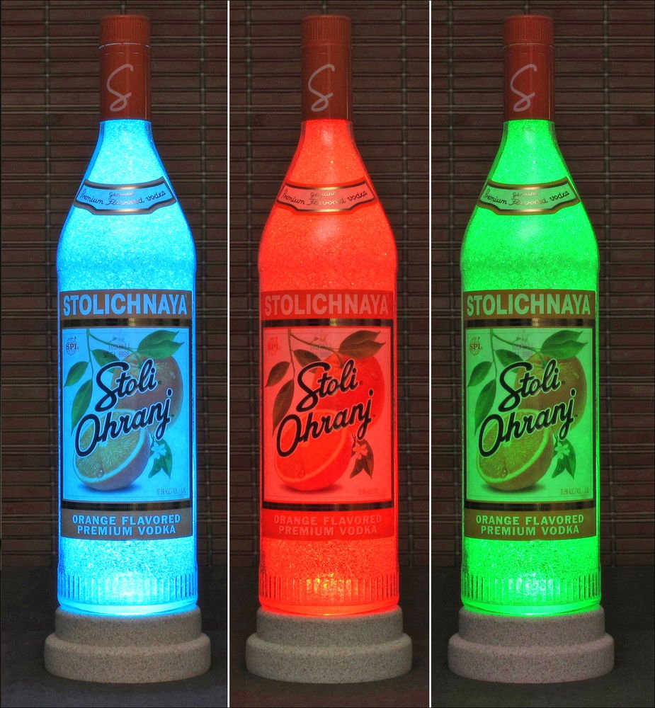 Stoli Vodka Orange Ohranj Color Changing Remote Control LED Bottle Lamp Light