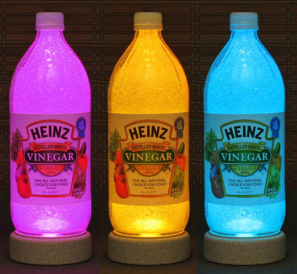 Heinz Vinegar Glass Remote Control Color Change Bottle Lamp Light Kitchen Decor