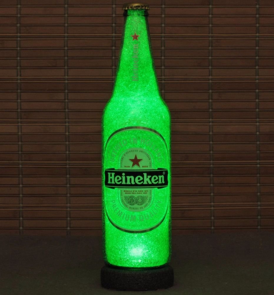 Heineken 24oz LED Beer Bottle Lamp Light Bar Sign Man Cave Lighting Pub