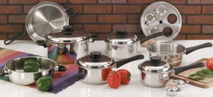 KT17 Maxam 9 Element Steam Control 17pc Surgical Stainless Steel "Waterless" Cookware Set