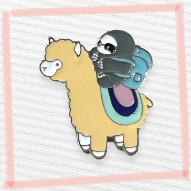 Alpaca and Sloth Enamel Pin