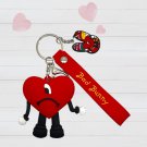 BAD BUNNY Heart Mascot Character Keychain with Charm and Strap (V7)