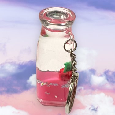 Cherry Milk Bottle Keyring