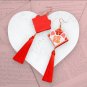 Lunar New Year Earrings Bunny on Fans with Tassels (X)