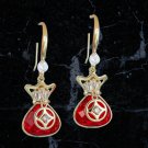 Lunar New Year Earrings Money Bags Rhinestones (J)