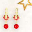 Lunar New Year Earrings Fan with Red Bead (S)