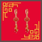 Lunar New Year Earrings Lantern with Firecrackers- Huggie Earring Version (W)