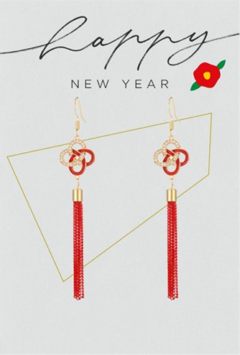 Lunar New Year Earrings Lucky Chinese Knot with Tassels (C)