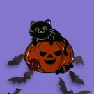 Black Cat on Jack o' Lantern Enamel Pin