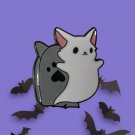 Kitty Ghost and Tomb Stone Enamel Pin