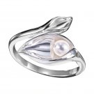 Size 9: Sterling Silver Calla Lily Pearl Ring - Avon