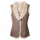 XL: Reversible Bohemian Suede Vest with Faux Fur - Avon