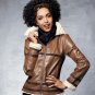 Small: Faux Leather Aviator Jacket with Faux Shearling - Avon