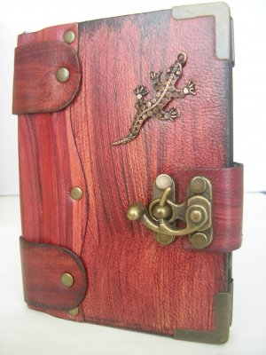 Mini Leather Bound Authentic Handmade Blank Journal Notebook With Lizard Emblem