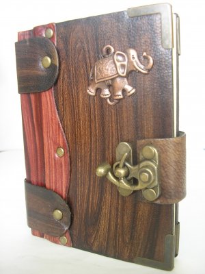 Mini Leather Bound Authentic Handmade Blank Journal Notebook With Elephant Emblem