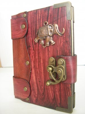 Mini Leather Bound Authentic Handmade Blank Journal Notebook With Elephant Emblem