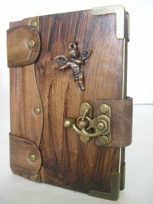 Mini Leather Bound Authentic Handmade Blank Journal Notebook With Angel Emblem