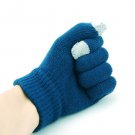 Two fingers touch screen wool gloves - BLUE