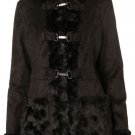 TOPSHOP Faux FUR Textured Black Shearling Duffle Clasp Jacket Coat UK8/36/4 £89
