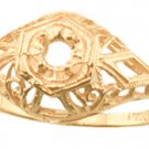 14k Gold French Filigree Design Semi-Mount Ring