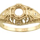14k Gold Diamond Semi-Mount Ring for 5mm Round Stone