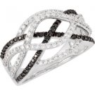 14k White Gold 3/4ctw Black & White Diamond Ring - 69498