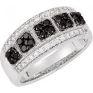 14k White Gold 3/4ctw Black & White Diamond Ring - 69499