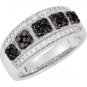 14k White Gold 3/4ctw Black & White Diamond Ring - 69499