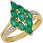 14k Yellow Gold Genuine Emerald & Diamond Ring - 69665