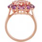 14k Rose Gold Genuine Morganite, Amethyst & Diamond Ring - 69674