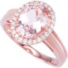 14k Rose Gold Genuine Morganite & Diamond Ring - 68513