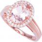 14k Rose Gold Genuine Morganite & Diamond Ring - 68513