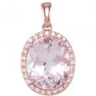 14k Rose Gold Genuine Morganite & Diamond Pendant - 68511