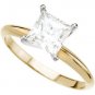 14k Yellow/White Gold 1/2ct Natural Princess Cut Diamond Engagement Ring - 150517-050-SI3/I1-JK