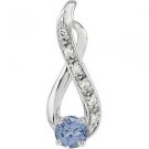 14k White Gold Genuine Tanzanite & Diamond Pendant - 69662