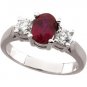 Platinum Genuine Ruby & Diamond Ring - 61446