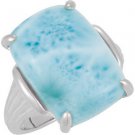 Sterling Silver Genuine Larimar Ring - 69601