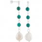 Sterling Silver Genuine Turquoise & Freshwater Pearl Earrings - 69343