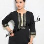 Black Cotton Tunic with golden jari embroidery