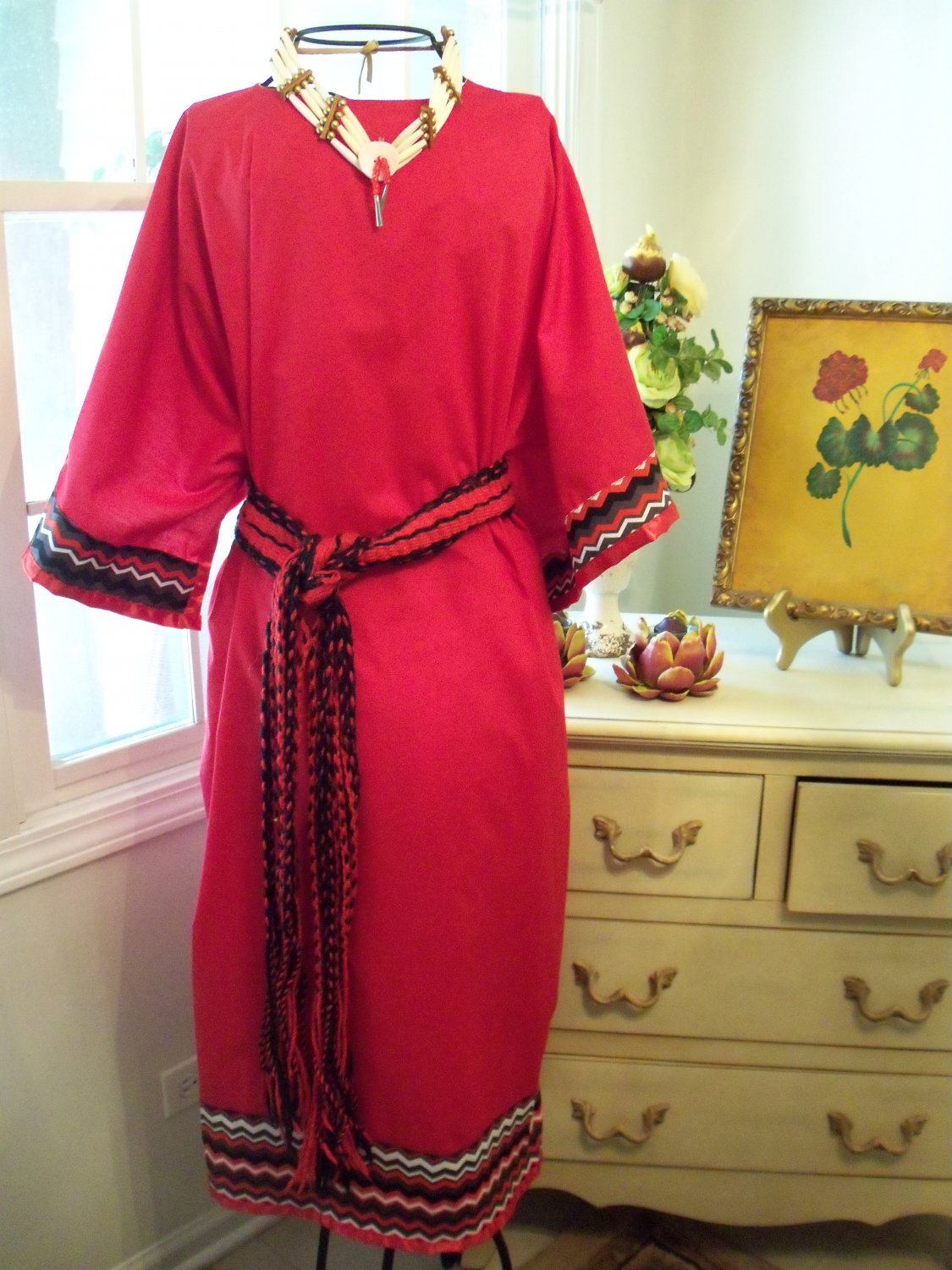 Custom Order Red Native American Indian Style Pow Wow Dress Regalia Costume
