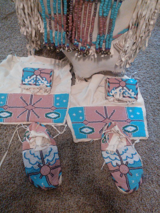 Native American Indian Buckskin And Velvet Pow Wow Regalia Dress