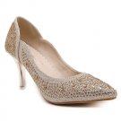 Stylish Pumps With Metallic Color and Rhinestone Design