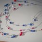 4 strand necklace - ruby, sapphire & crystal