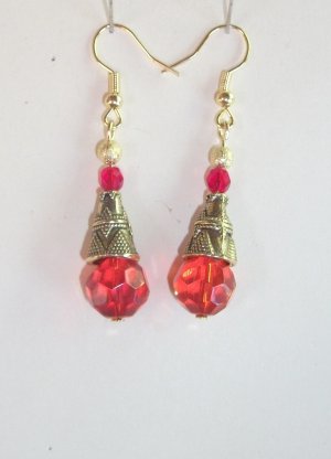 Baroque style Ruby Crystal Earrings