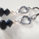 Sweetheart earrings - Onyx & Pearl