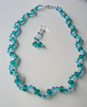 Crystal Wave Necklace - Teal